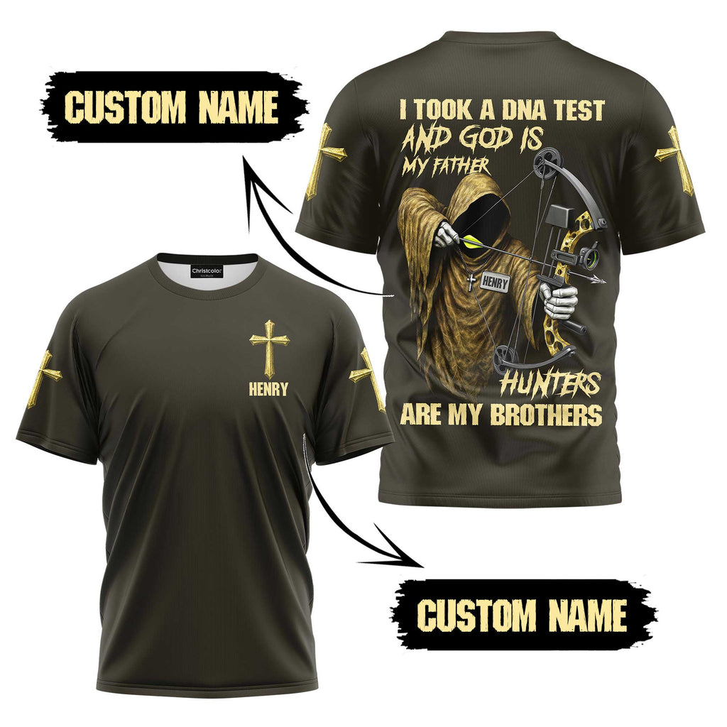 God is my Father Hunters are my brothers All Over Print Custom Name T-Shirt