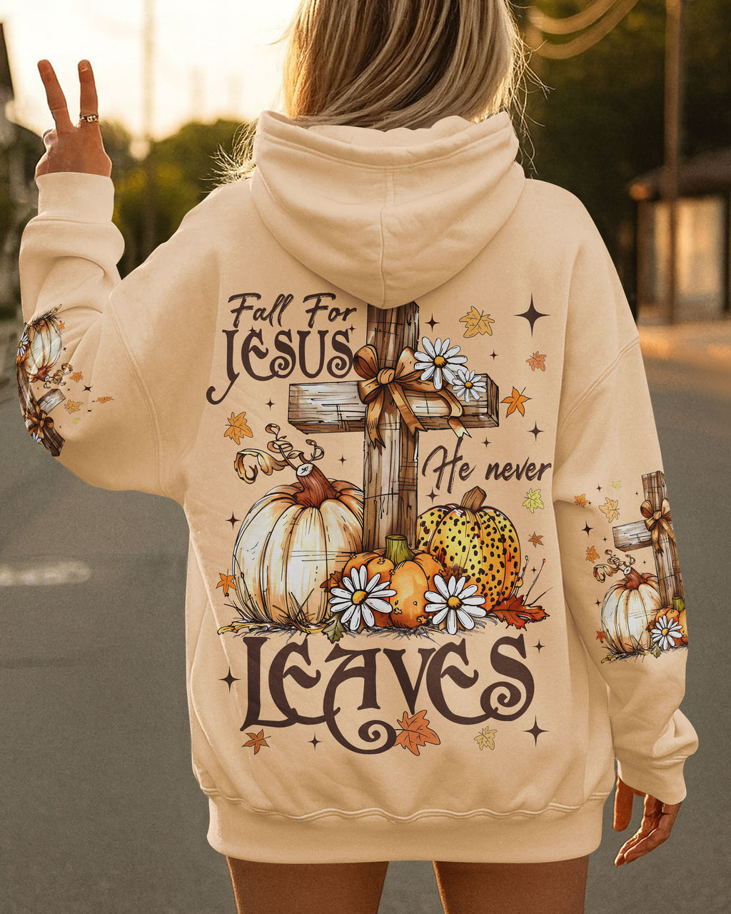 Fall For Jesus He Never Leaves T-Shirt