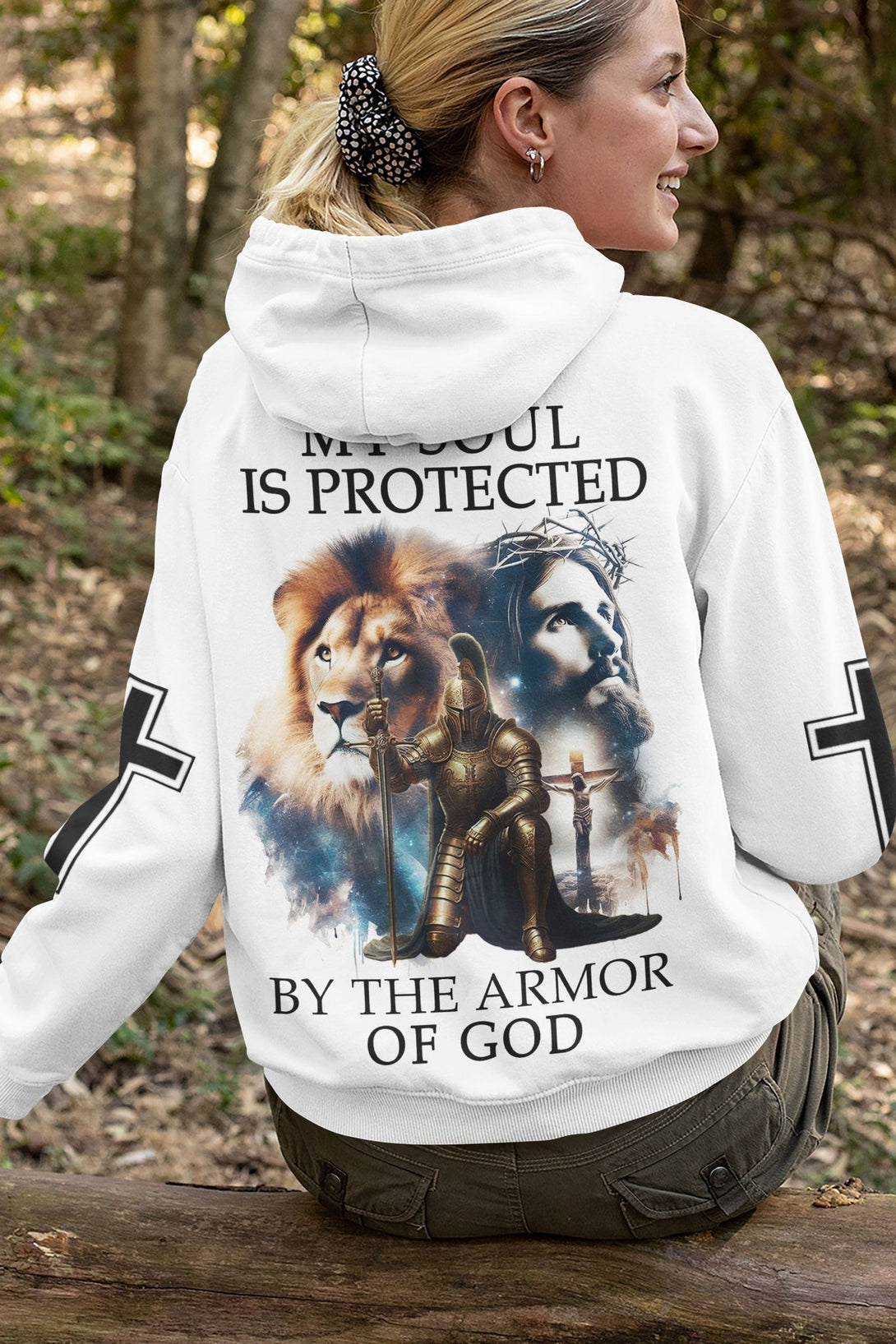 My Soul Is Protected By The Armor Of God All Over Print Hoodie - Christ Color