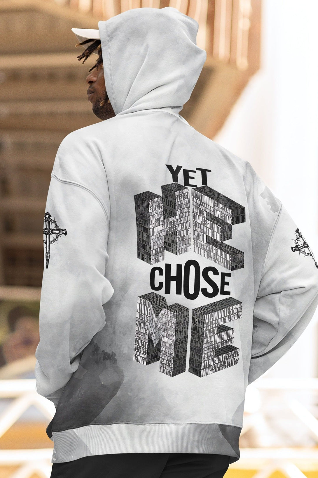 Yet He Chose Me All Over Print Zip Hoodie - Christ Color