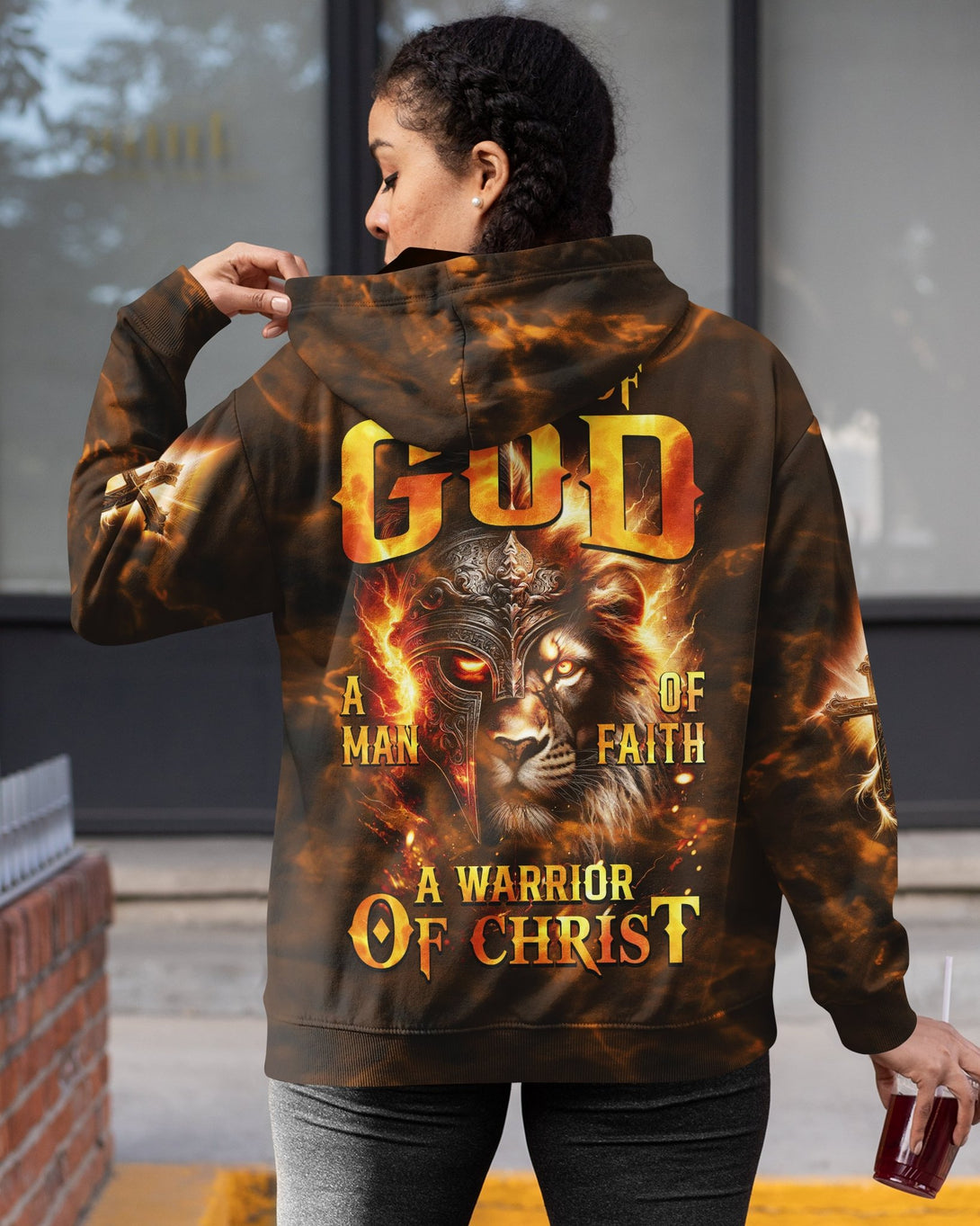 A Child Of God A Man Of Faith A Warrior Of Christ All Over Print Zip Hoodie - Christ Color