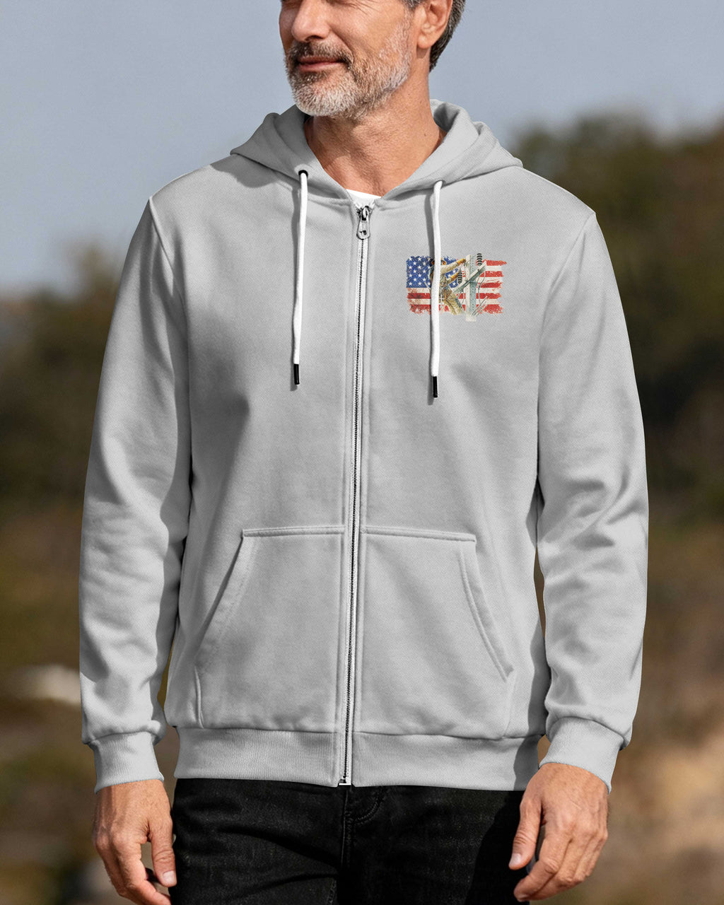 Retired Lineman Built By Grit Blessed By God Zip Hoodie