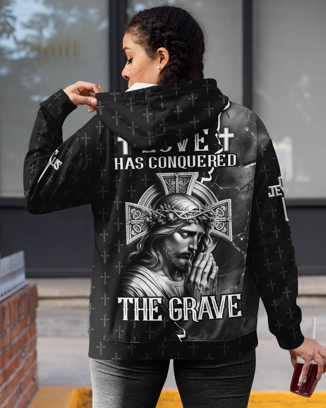 Love Has Conquered The Grave All Over Print Zip Hoodie - Christ Color