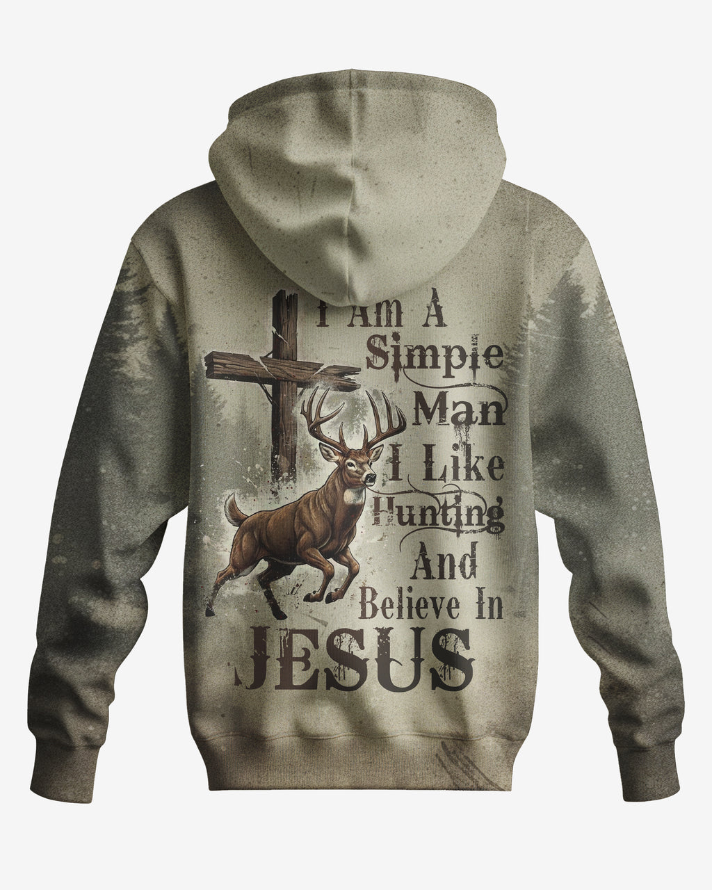 I Like Hunting And Believe In Jesus All Over Print Custom Name Zip Hoodie