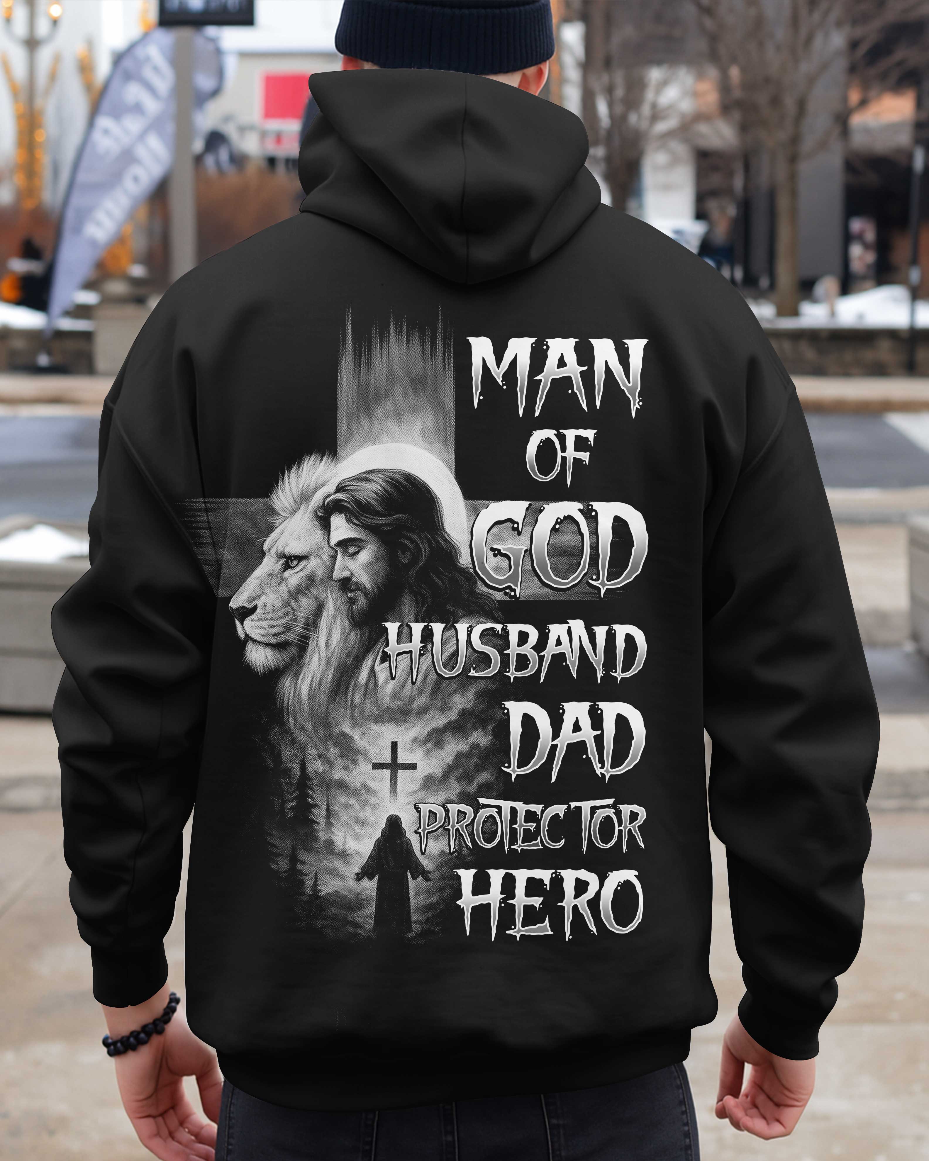 Man Of God Husband Dad Protector Hero T-Shirt