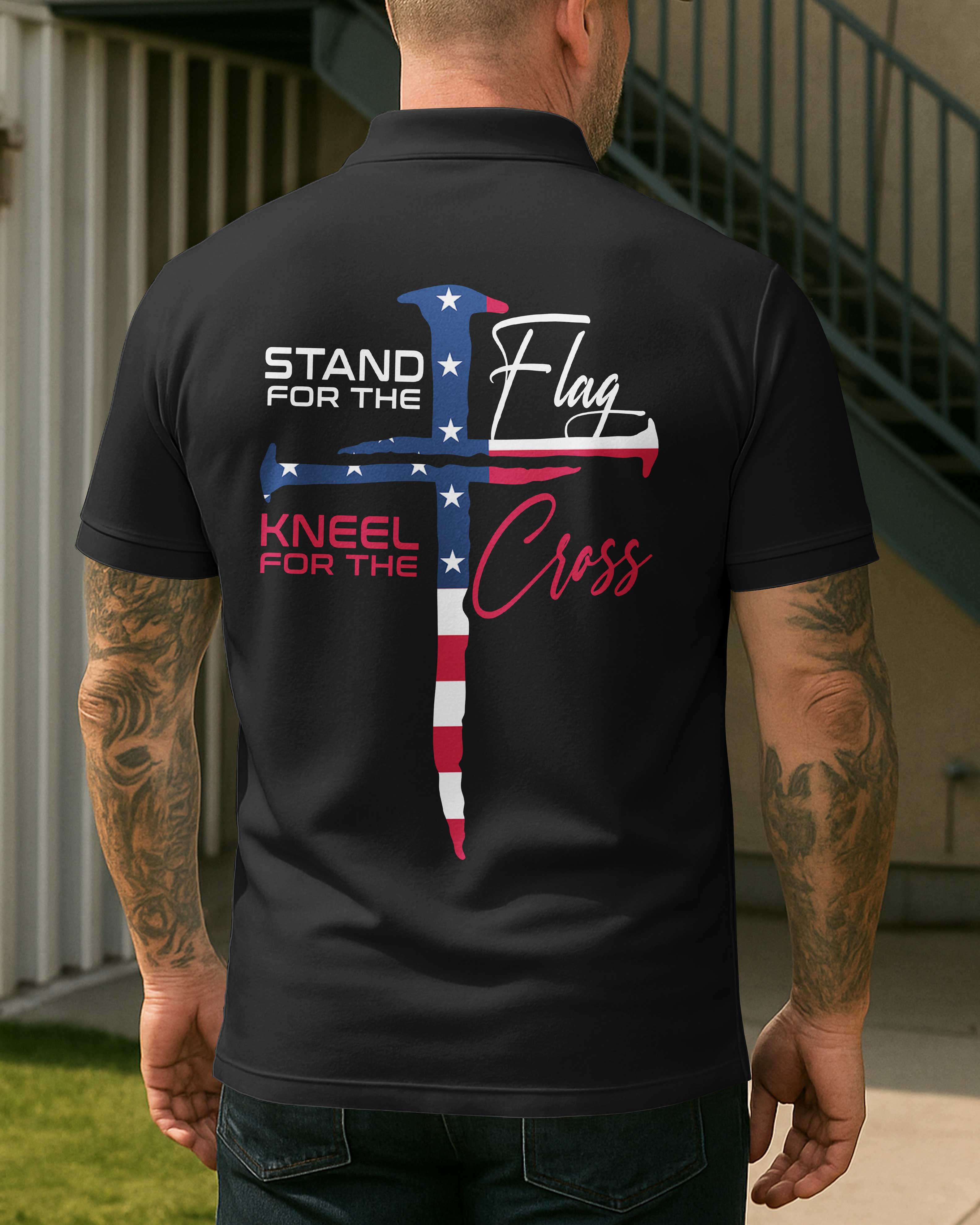 Stand For The Flag Kneel For The Cross Polo T-Shirt