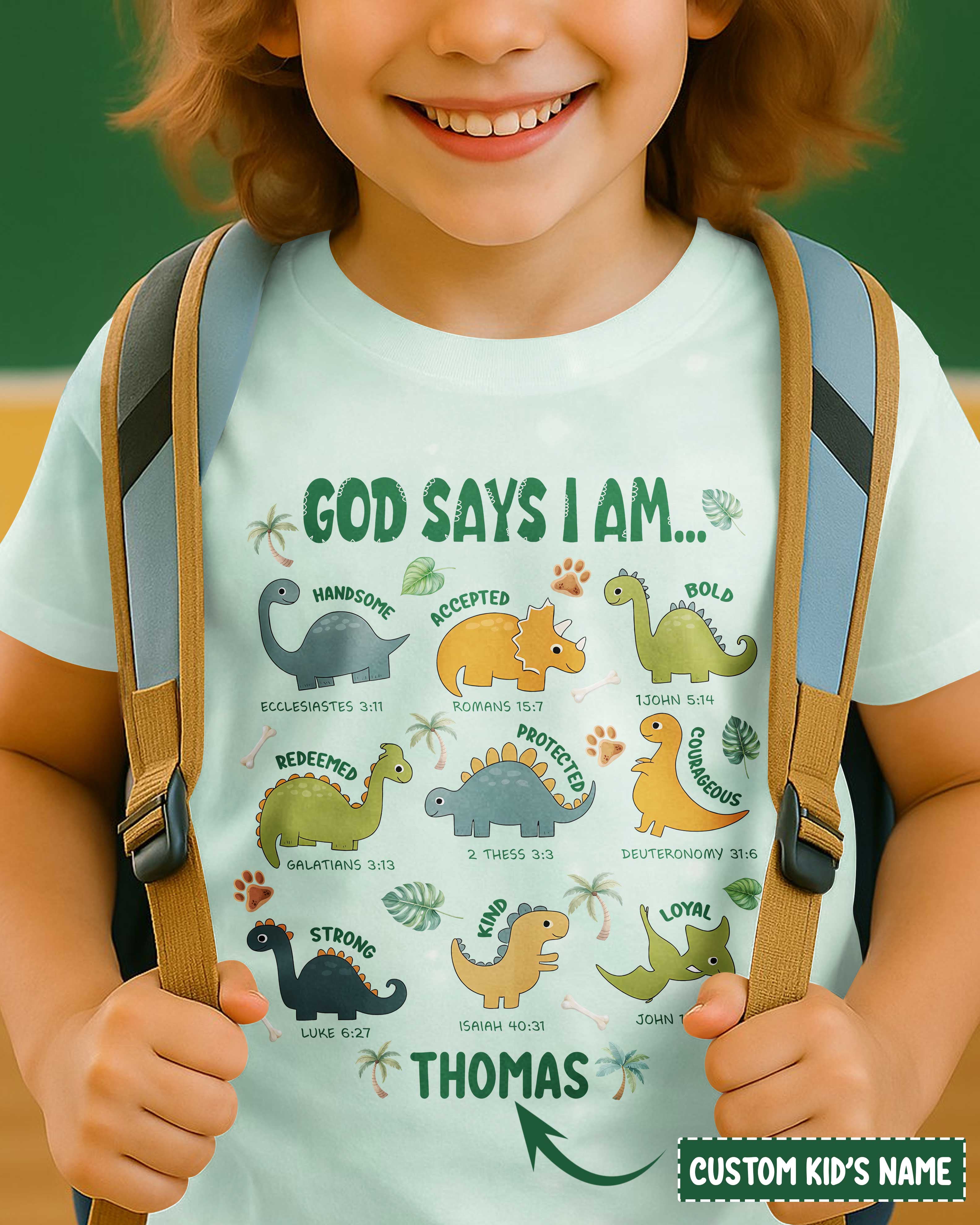 God Says I Am Dinosaur All Over Print T-Shirt Kid