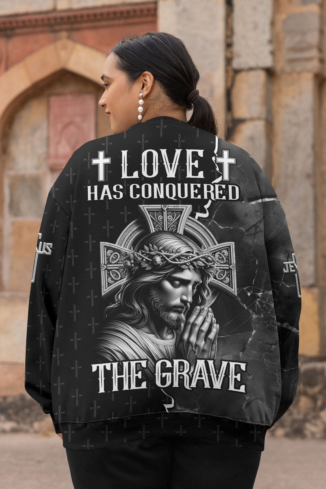 Love Has Conquered The Grave All Over Print Sweater - Christ Color