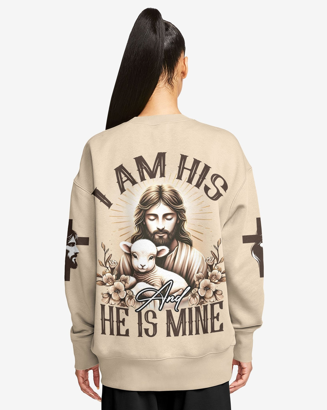 I Am His And He Is Mine All Over Print Sweater - Christ Color