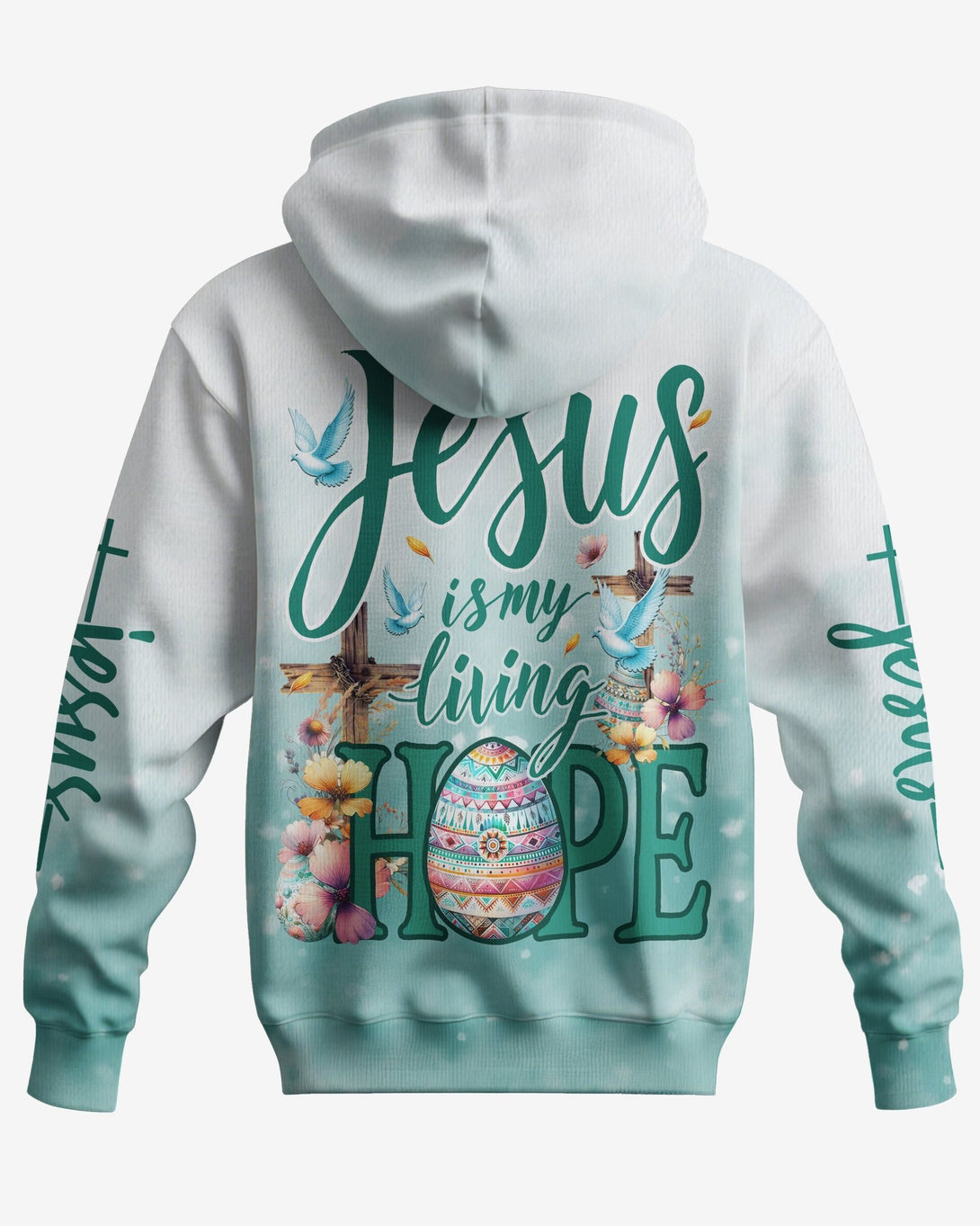 Jesus Is My Living Hope All Over Print Zip Hoodie - Christ Color