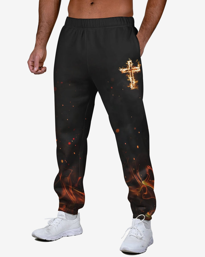 Baptized In Fire Matthew 3:11 All Over Print Jogger Pants - Christ Color