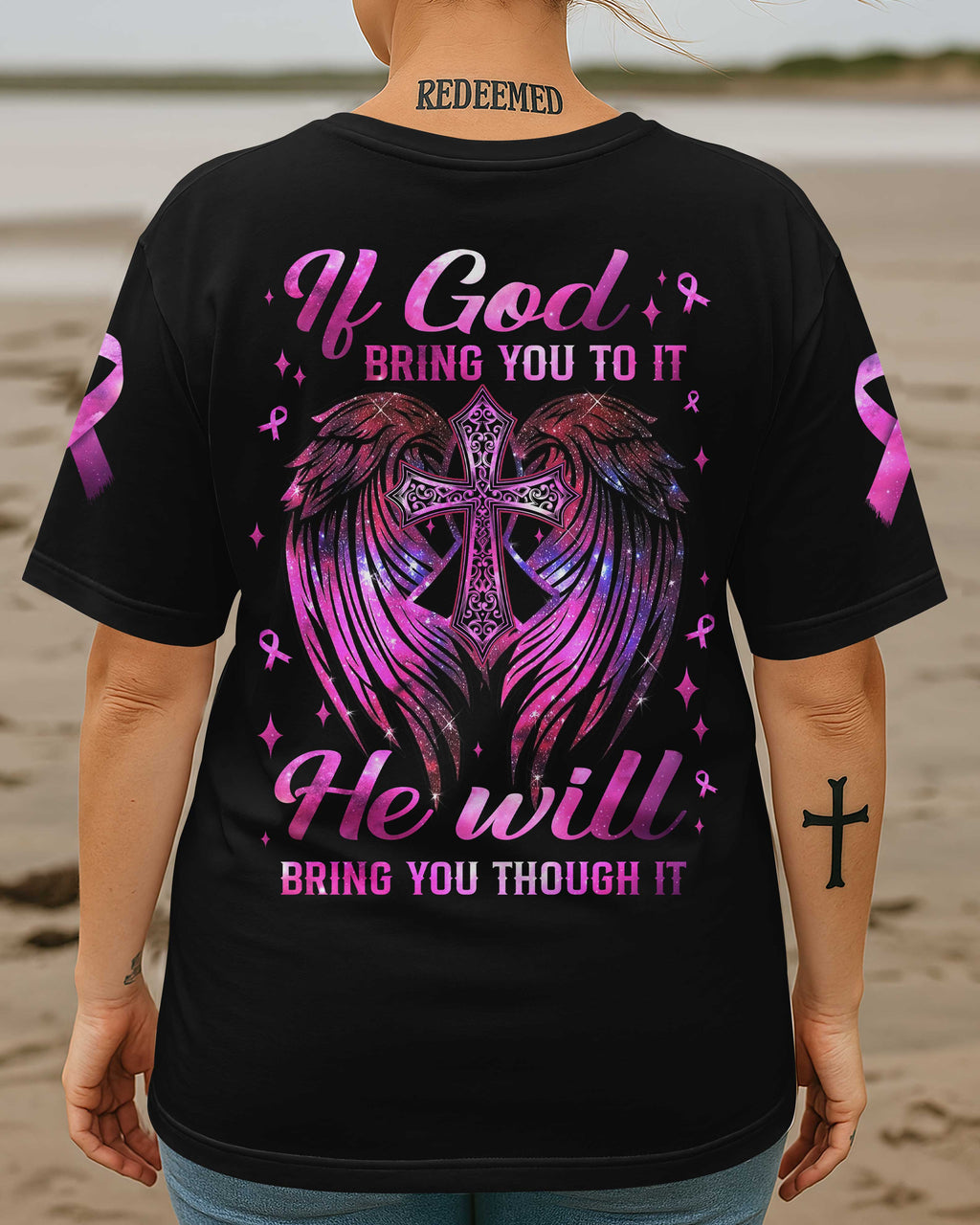 If God Bring You To It He Will Bring You Through It All Over Print T-Shirt