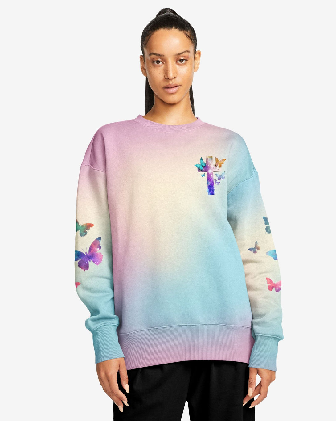 Butterfly Faith Hope Love All Over Print Sweater - Christ Color