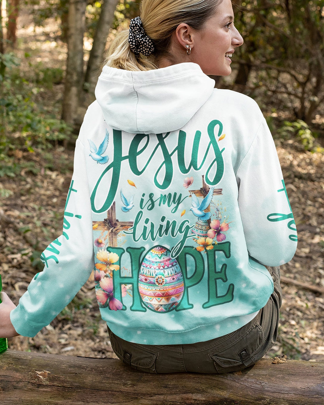 Jesus Is My Living Hope All Over Print Zip Hoodie - Christ Color