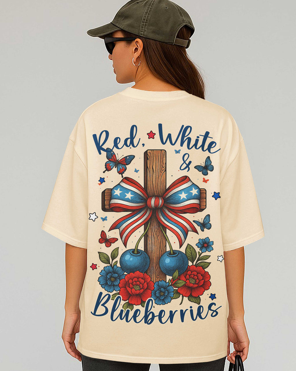 Red White And Blueberries All Over Print T-Shirt