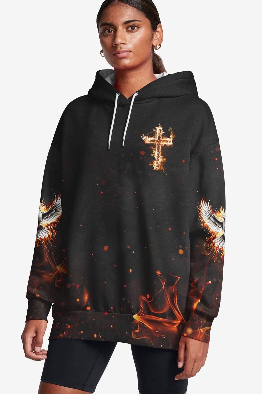Baptized In Fire Matthew 3:11 All Over Print Hoodie - Christ Color