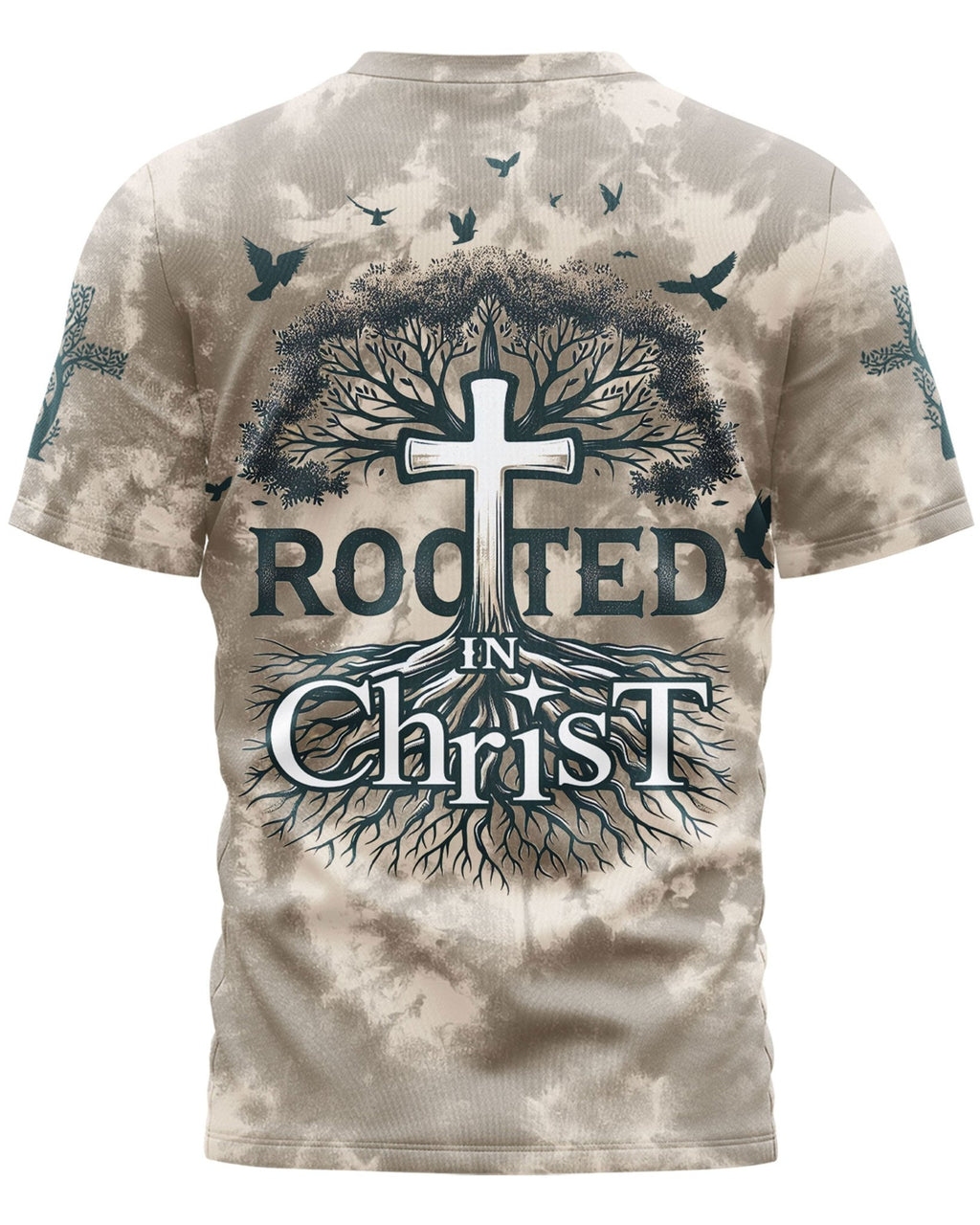 Rooted In Christ All Over Print T-shirt - Christ Color