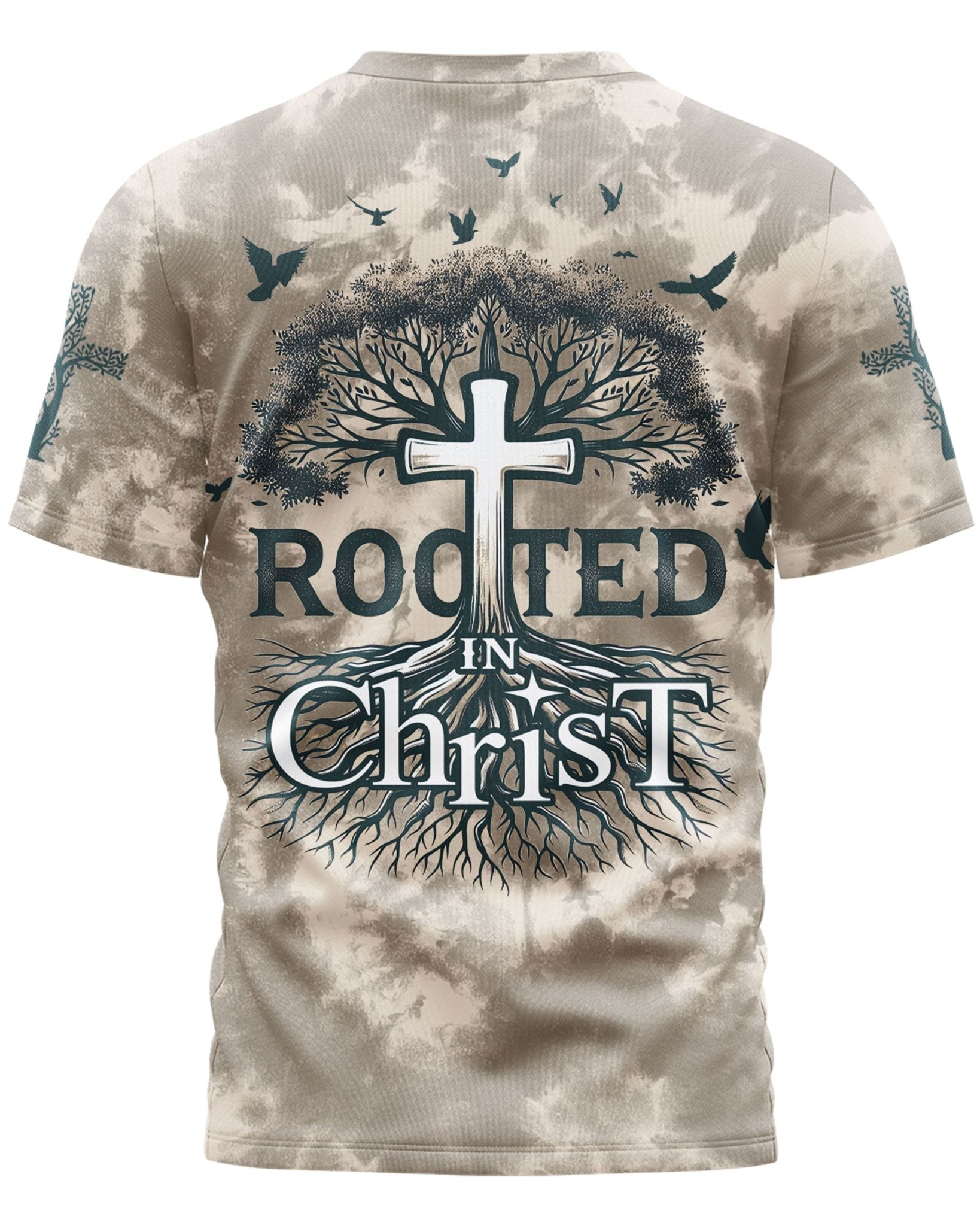 Rooted In Christ All Over Print T-shirt - Christ Color