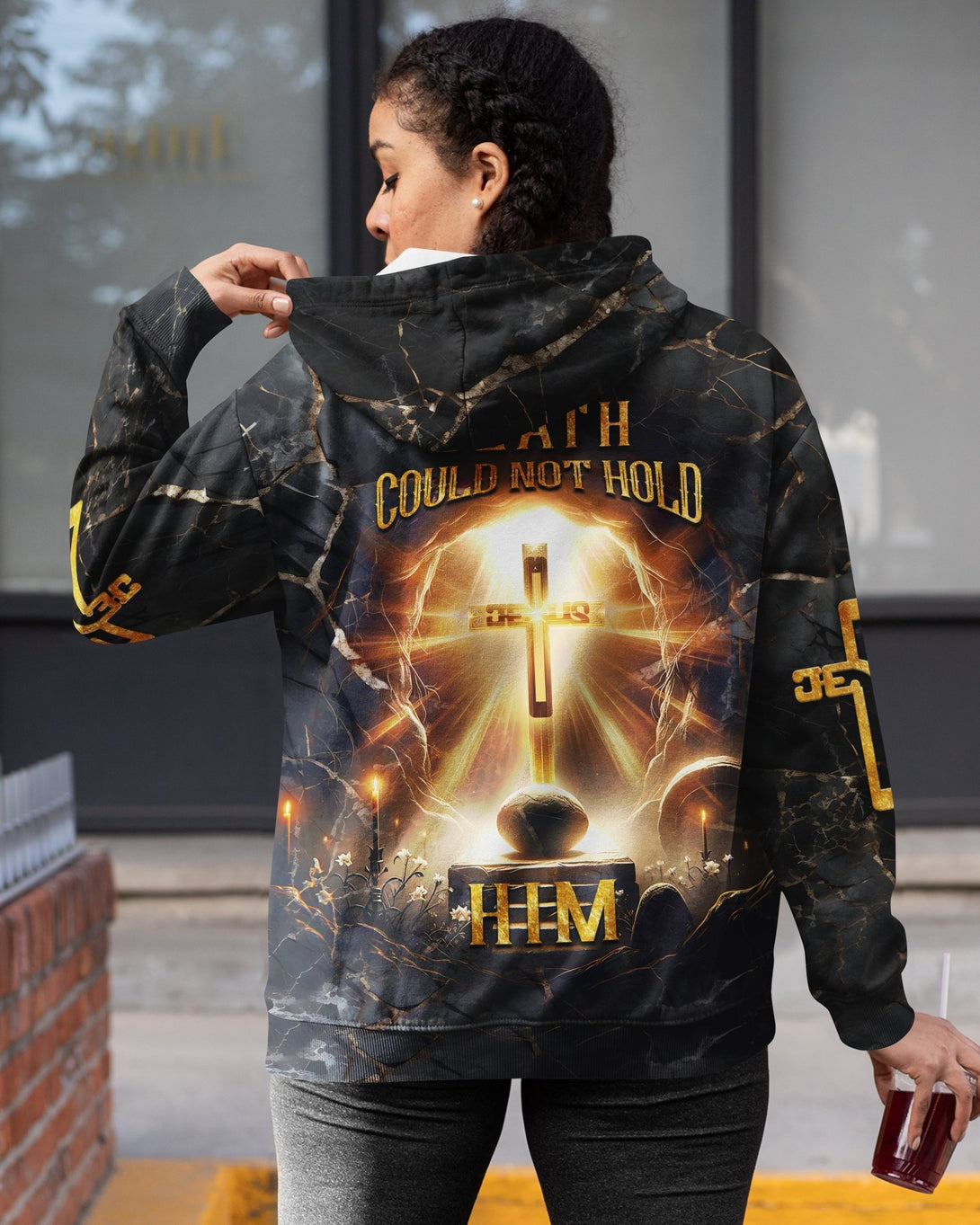 Death Could Not Hold Him All Over Print Zip Hoodie - Christ Color