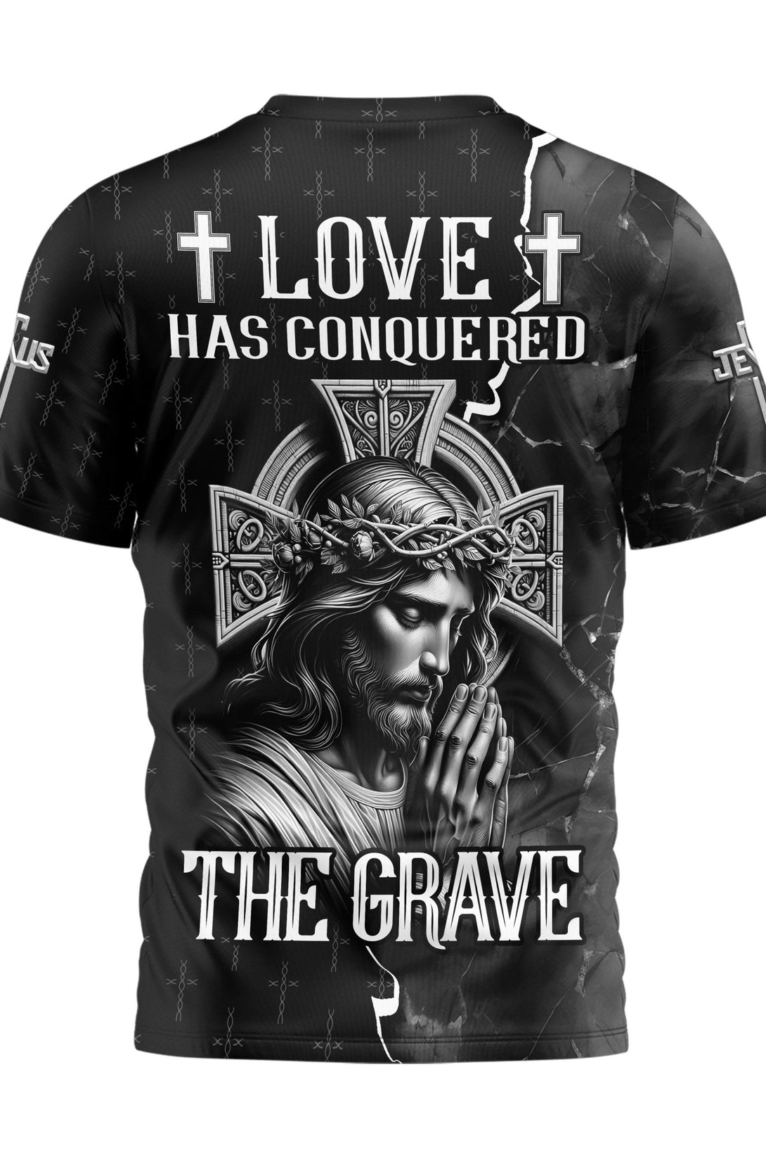 Love Has Conquered The Grave All Over Print T-shirt - Christ Color
