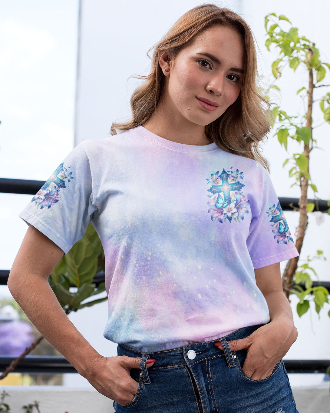 In God And The Power Of Prayer All Over Print T-shirt - Christ Color