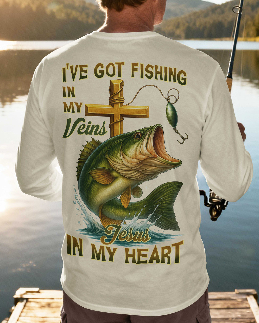 I've Got Fishing In My Veins Jesus In My Heart Long Sleeves T-Shirt