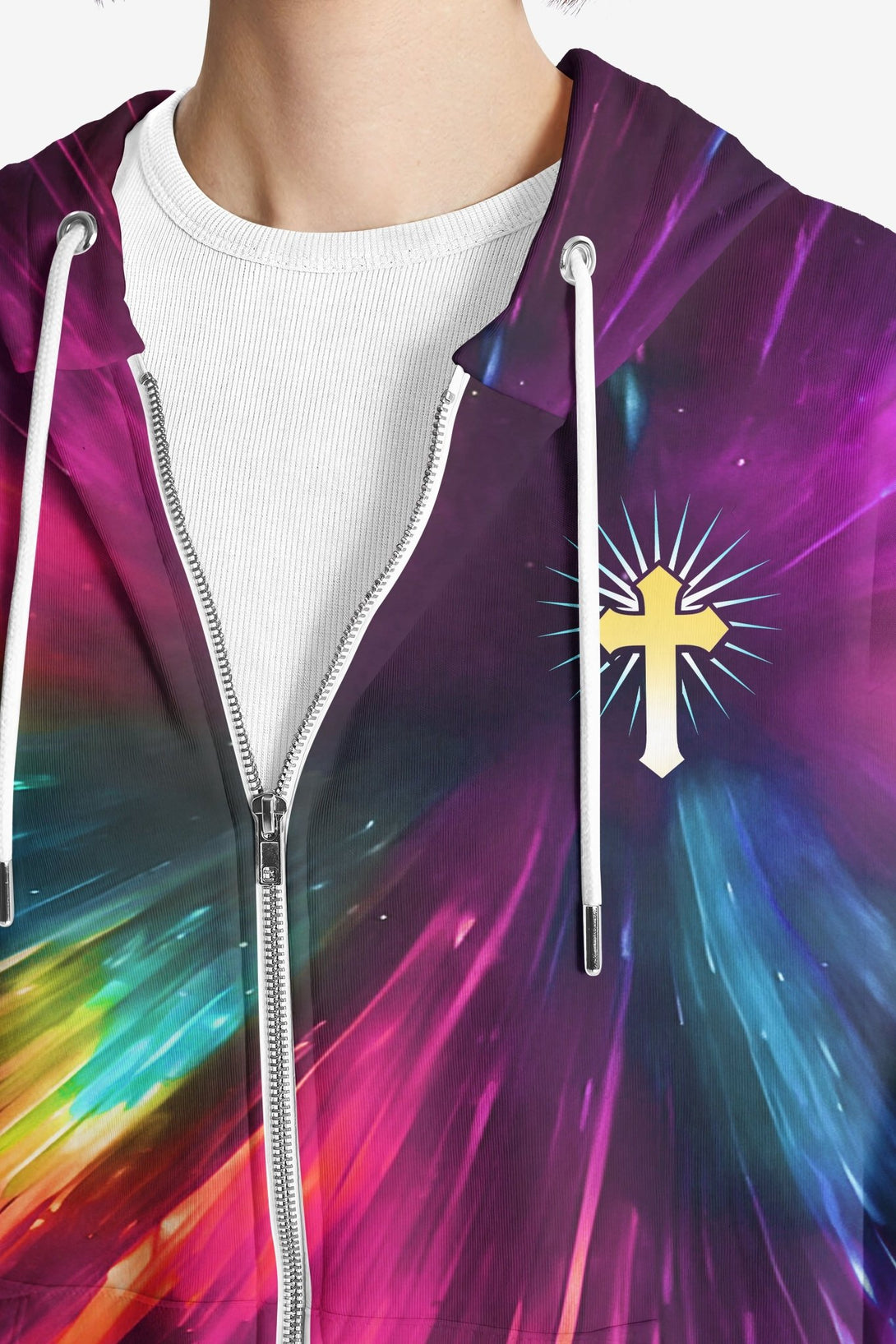 For God So Loved The World All Over Print Zip Hoodie - Christ Color