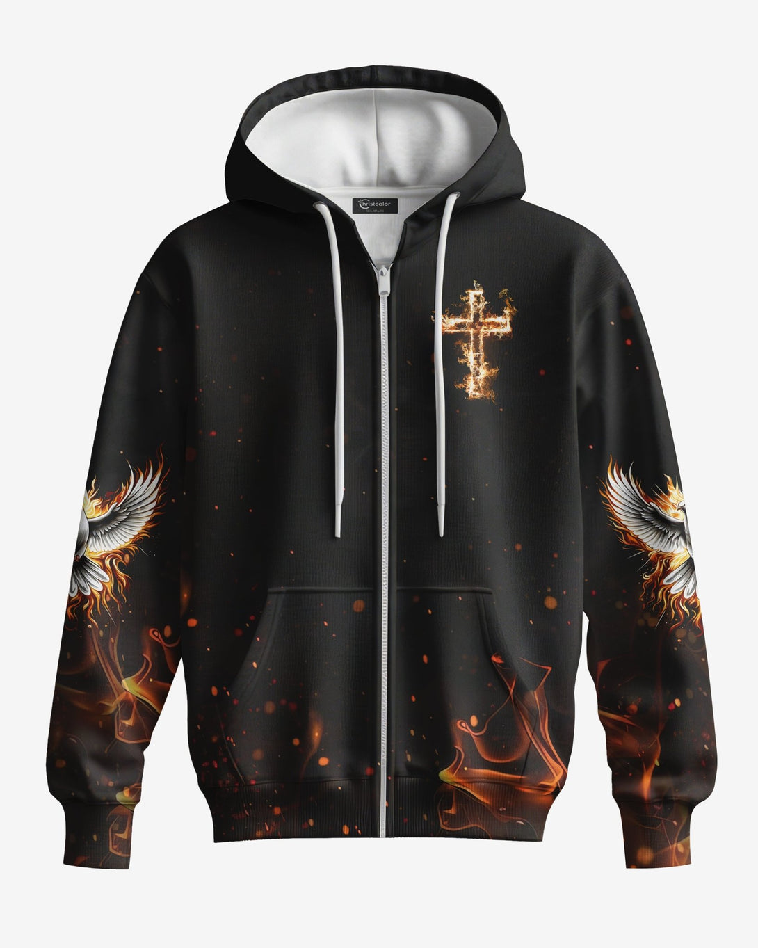 Baptized In Fire Matthew 3:11 All Over Print Zip Hoodie - Christ Color