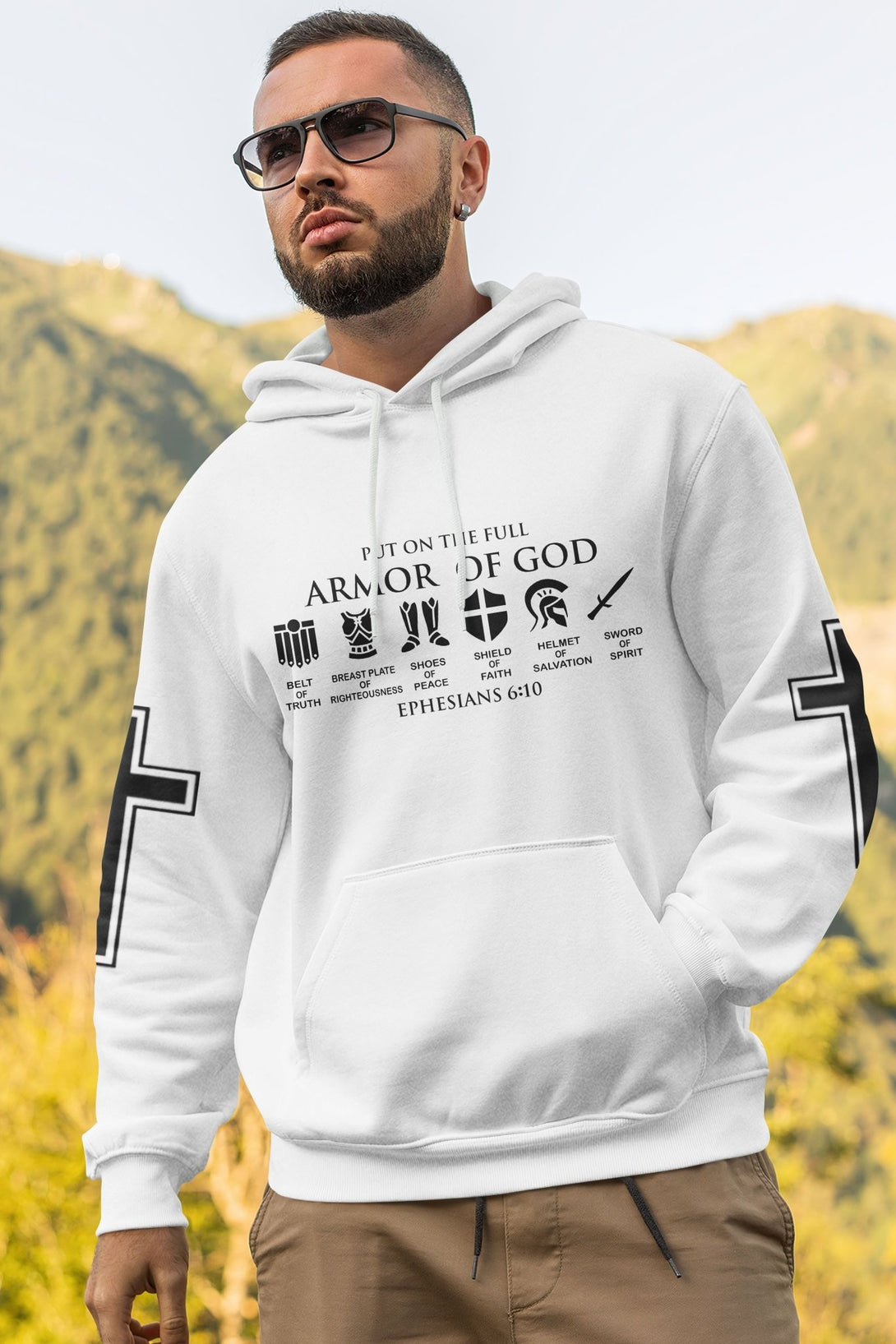 My Soul Is Protected By The Armor Of God All Over Print Hoodie - Christ Color