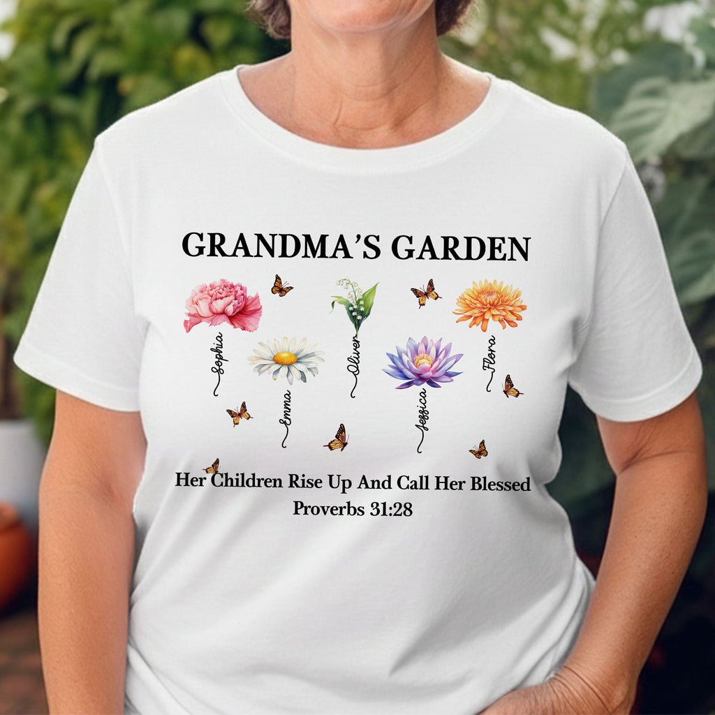 Grandma's Garden Her Children Rise Up And Call Her Blessed Proverbs T-Shirt