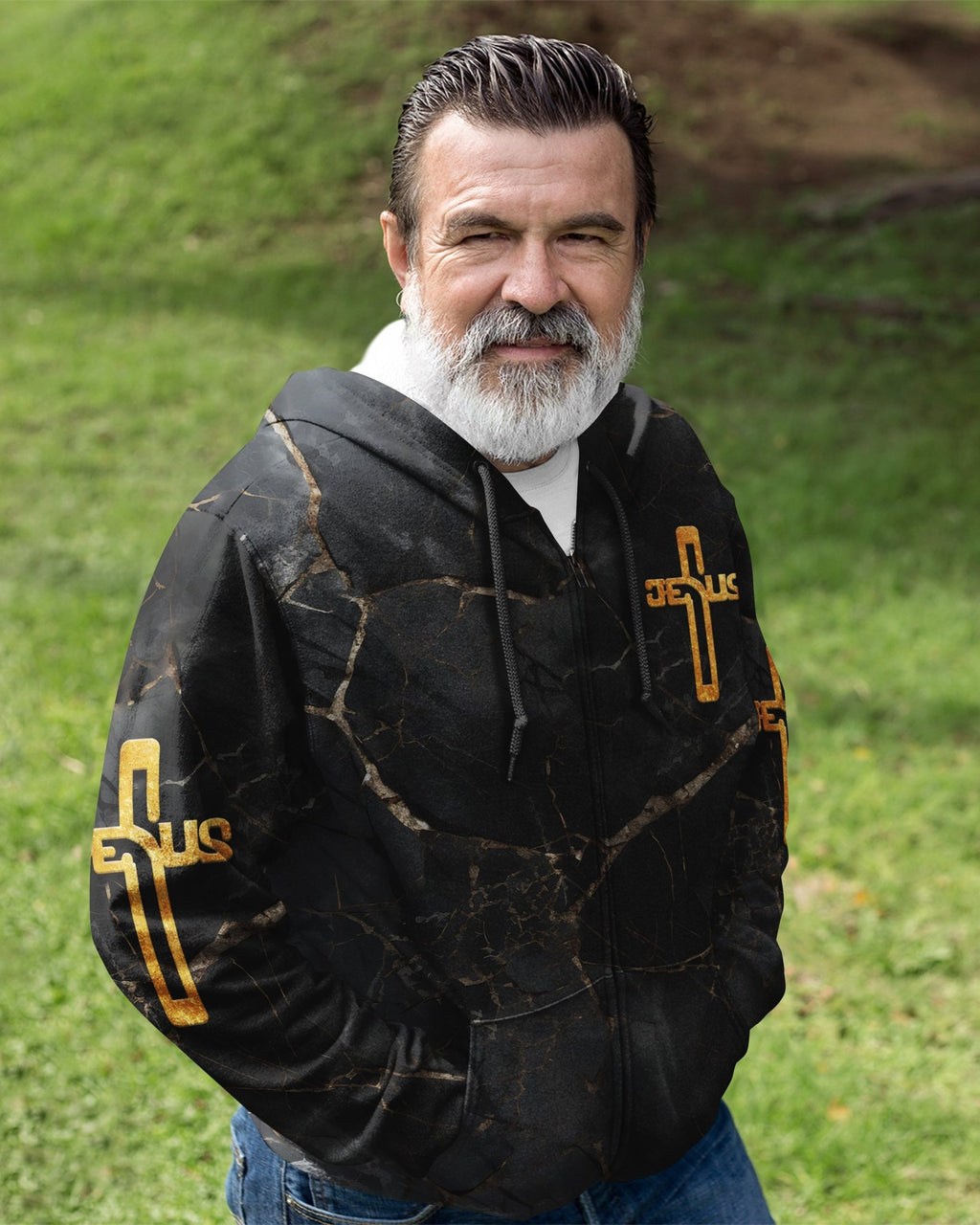 Death Could Not Hold Him All Over Print Zip Hoodie - Christ Color