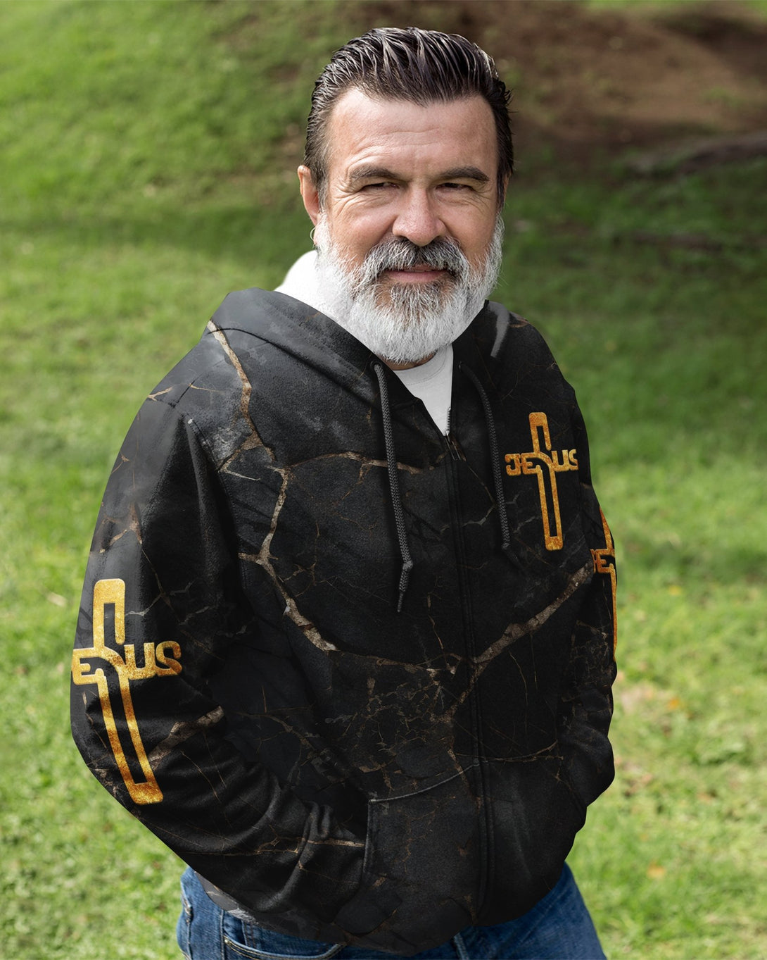 Death Could Not Hold Him All Over Print Zip Hoodie - Christ Color