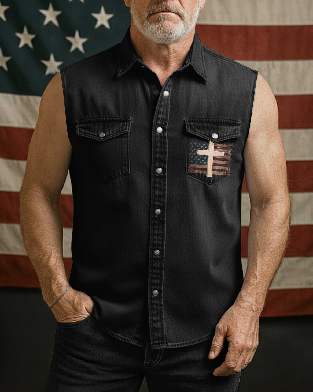 I Served My Country Denim Sleevesless T-Shirt