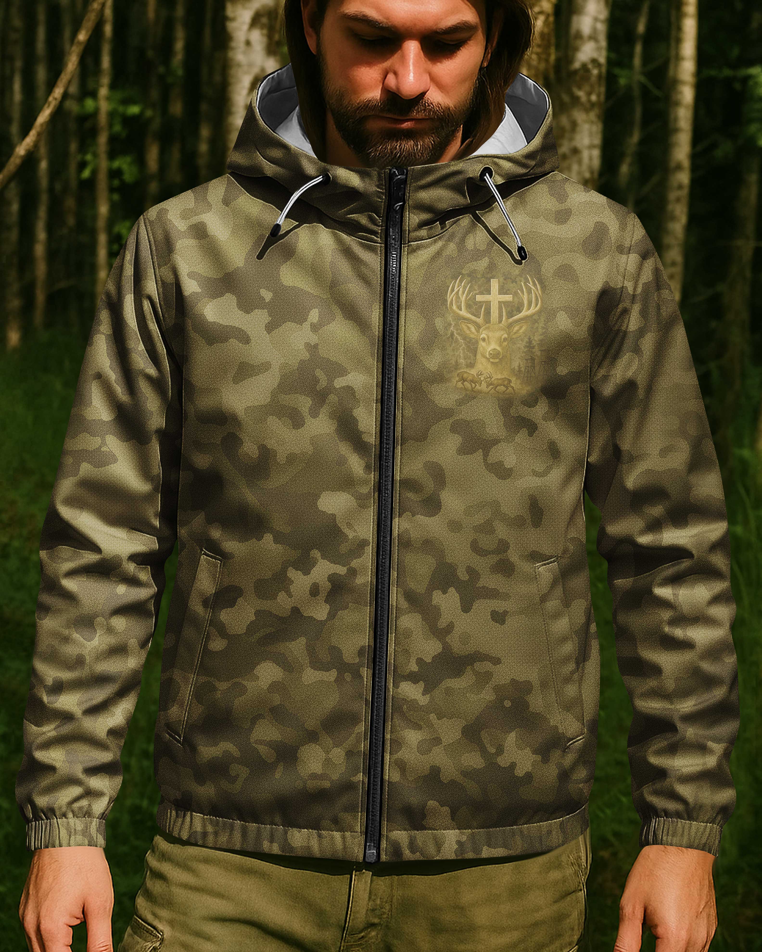 I've Got Hunting In My Veins And Jesus In My Heart All Over Print Outdoor Jacket