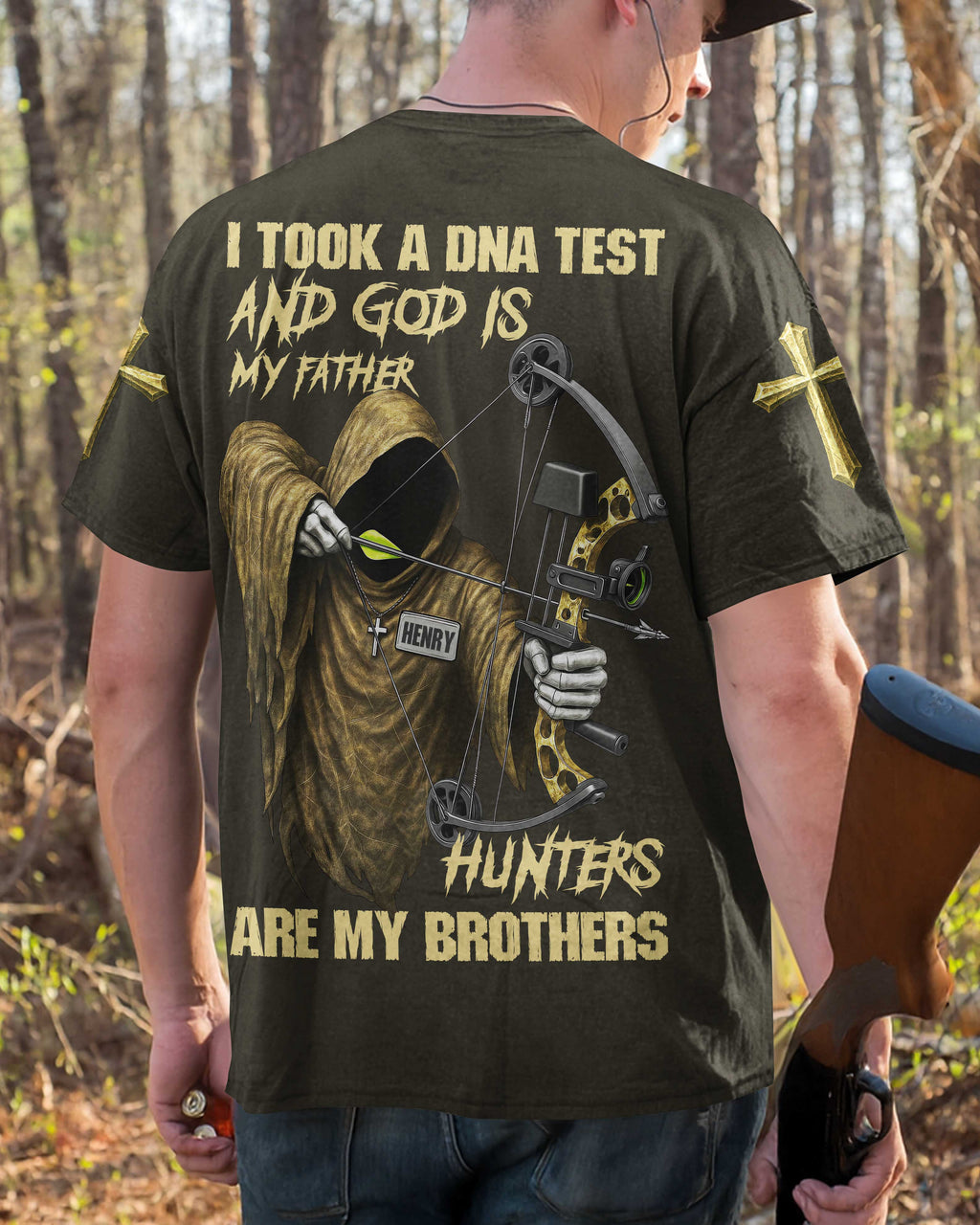 God is my Father Hunters are my brothers All Over Print Custom Name T-Shirt