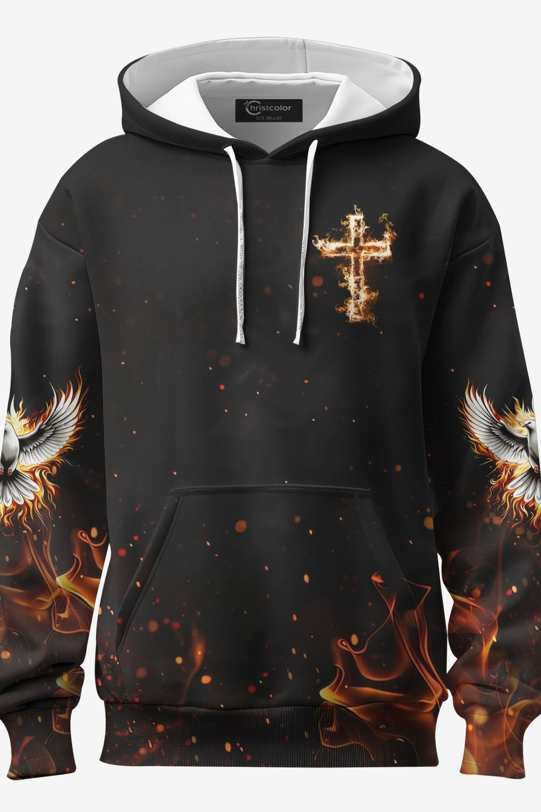 Baptized In Fire Matthew 3:11 All Over Print Hoodie - Christ Color