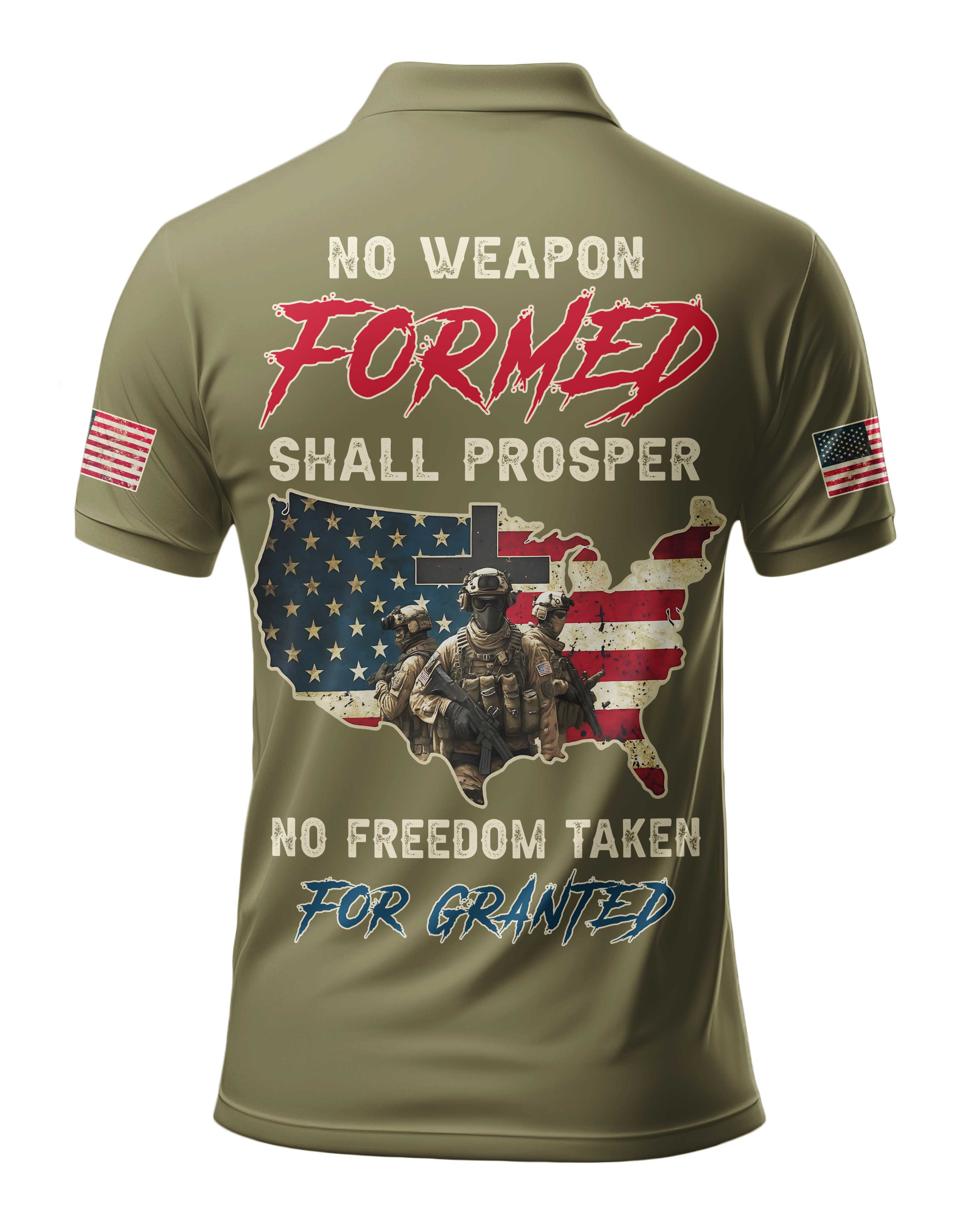 No Weapon Formed Shall Prosper All Over Print Polo