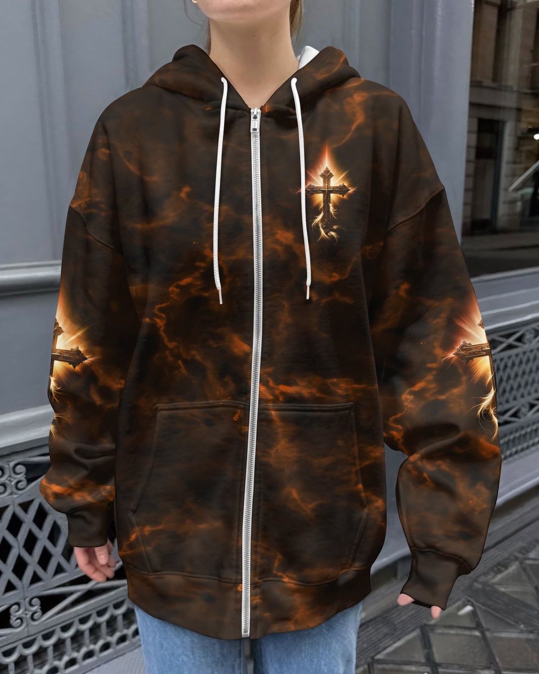 A Child Of God A Man Of Faith A Warrior Of Christ All Over Print Zip Hoodie - Christ Color