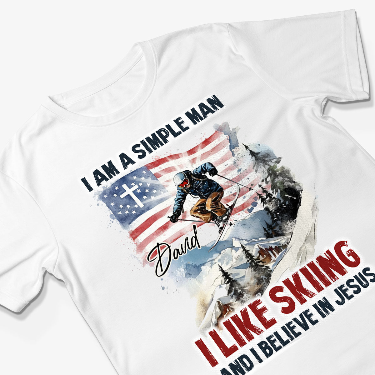 I Am A Simple Man I Like Skiing And I Believe In Jesus T-Shirt