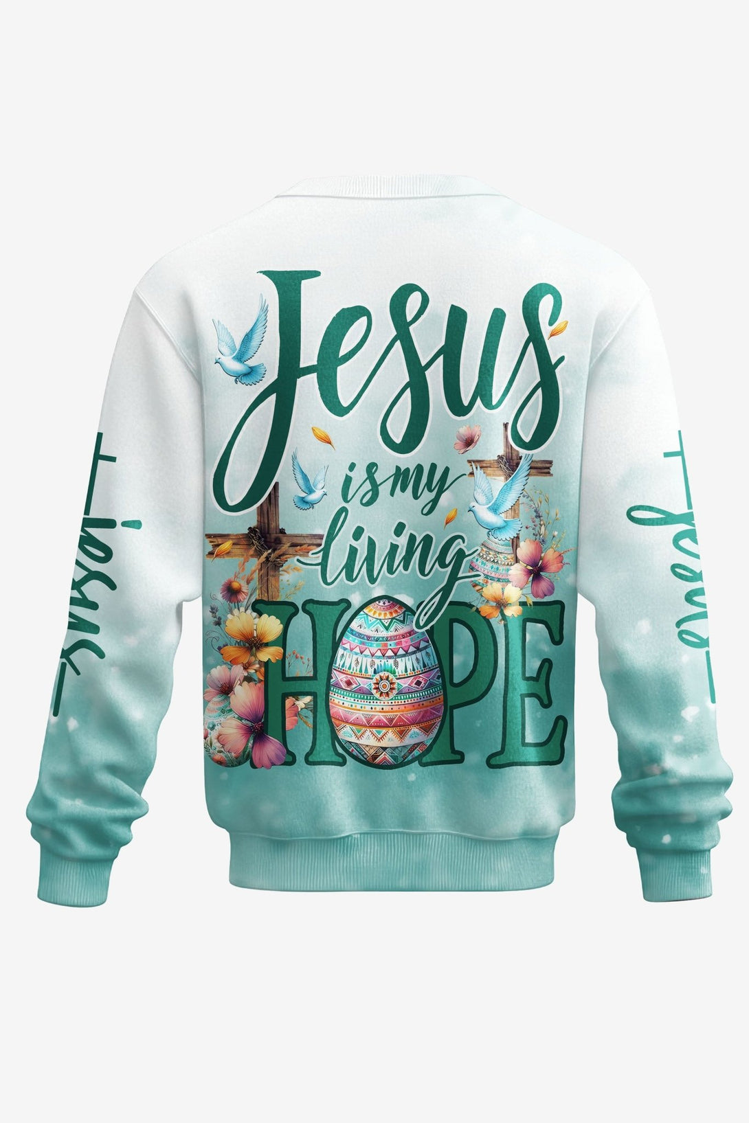 Jesus Is My Living Hope All Over Print Sweater - Christ Color