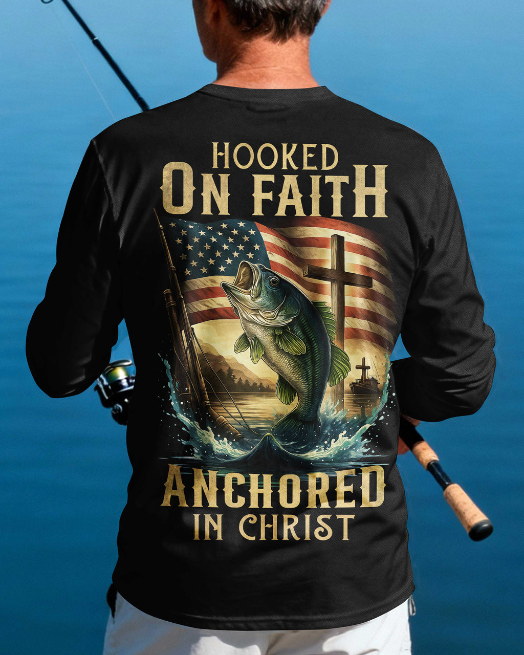 Hooked On Faith Anchored In Christ Long Sleeves T-Shirt