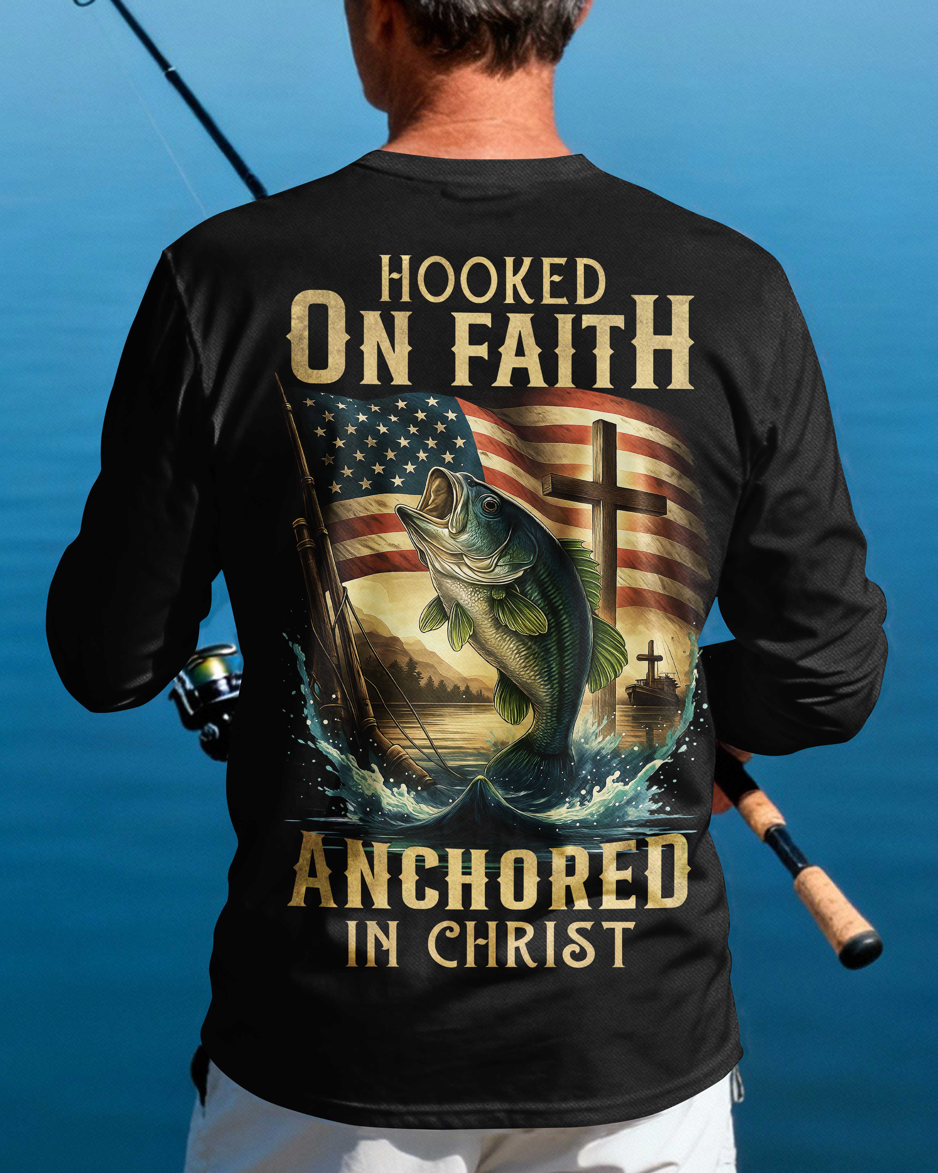 Hooked On Faith Anchored In Christ Long Sleeves T-Shirt