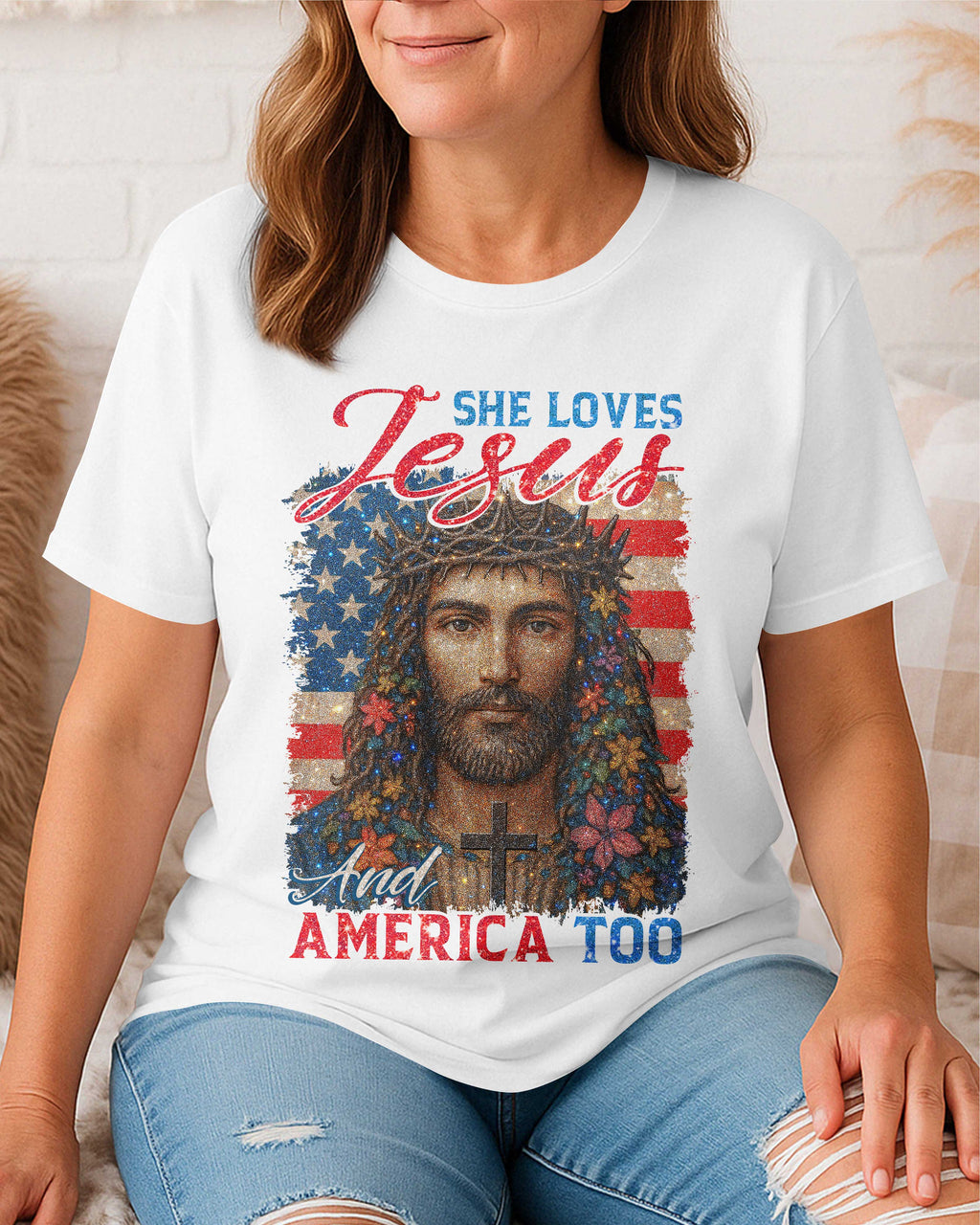She Loves Jesus And America Too T-Shirt