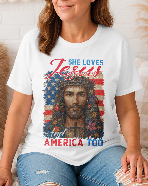 She Loves Jesus And America Too T-Shirt