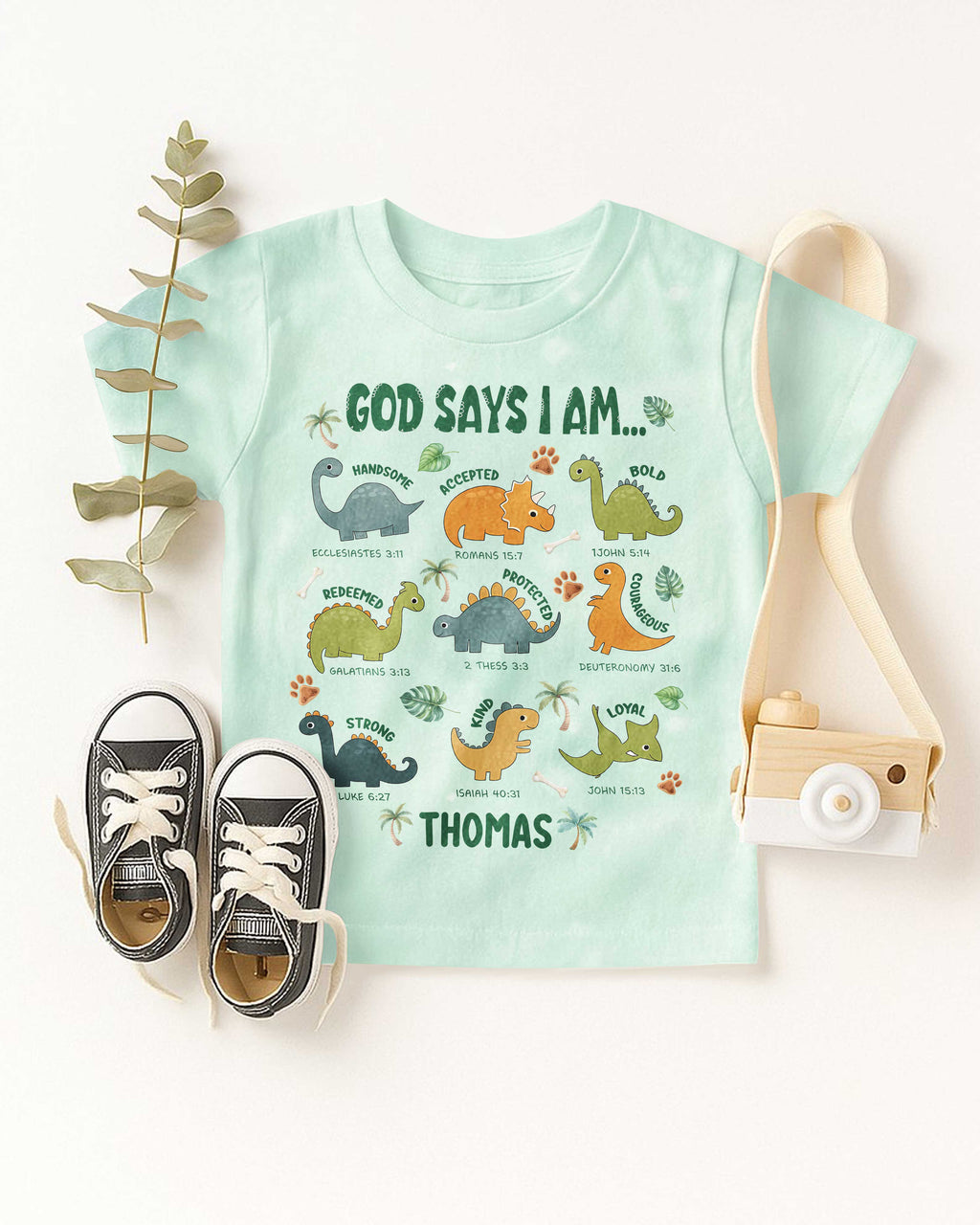 God Says I Am Dinosaur All Over Print T-Shirt Kid