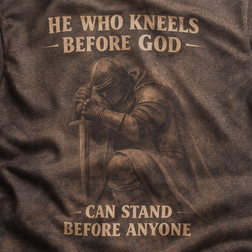 He Who Kneels Before God Can Stand Before Anyone T-Shirt
