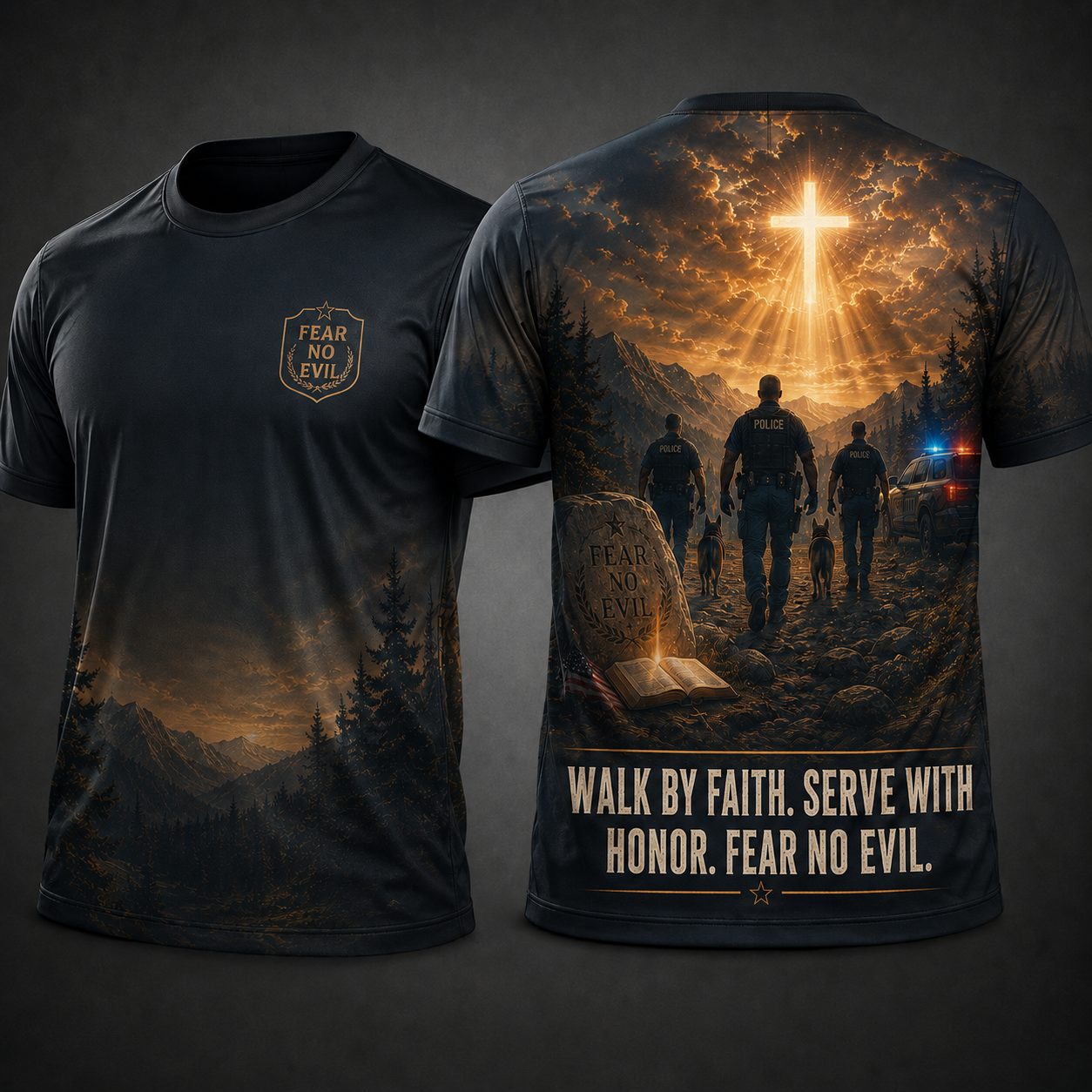 Walk By Faith. Serve With Honor. Fear No Evil T-Shirt
