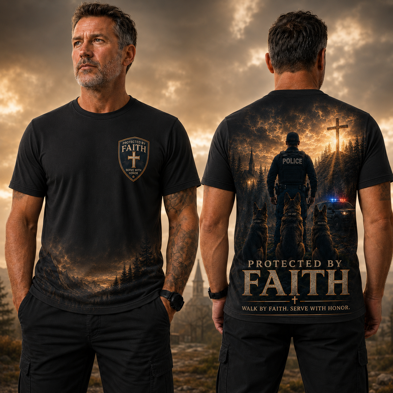 Protected By Faith Walk By Faith. Serve With Honor T-Shirt