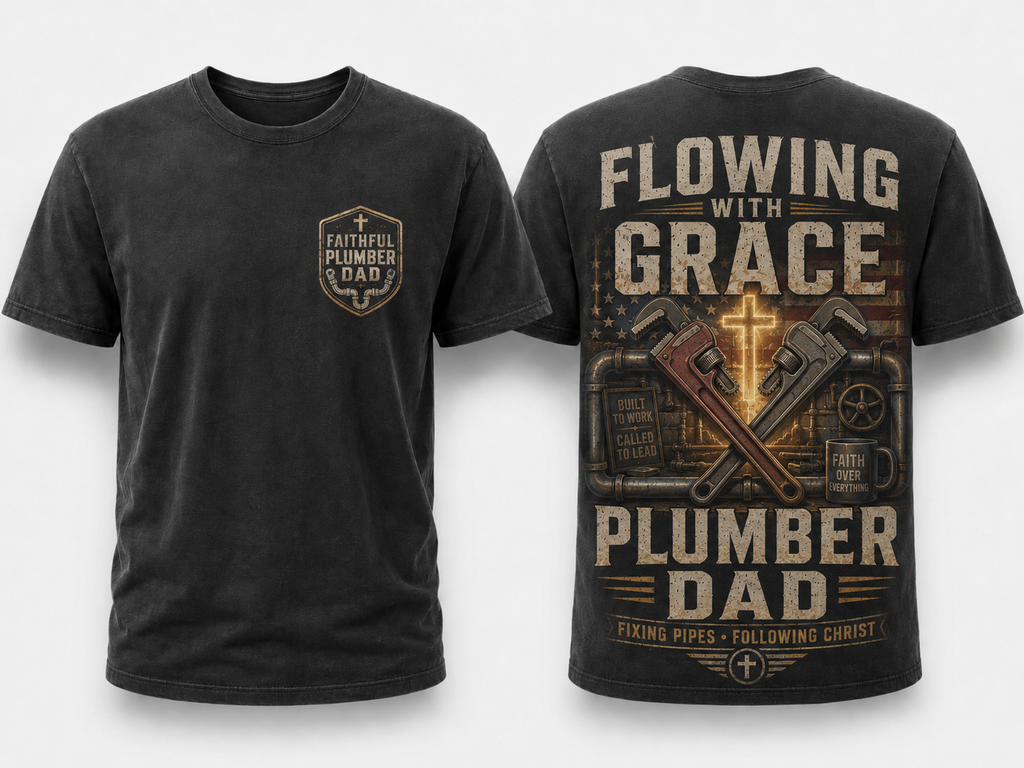 Flowing With Grace Plumber Dad T-Shirt