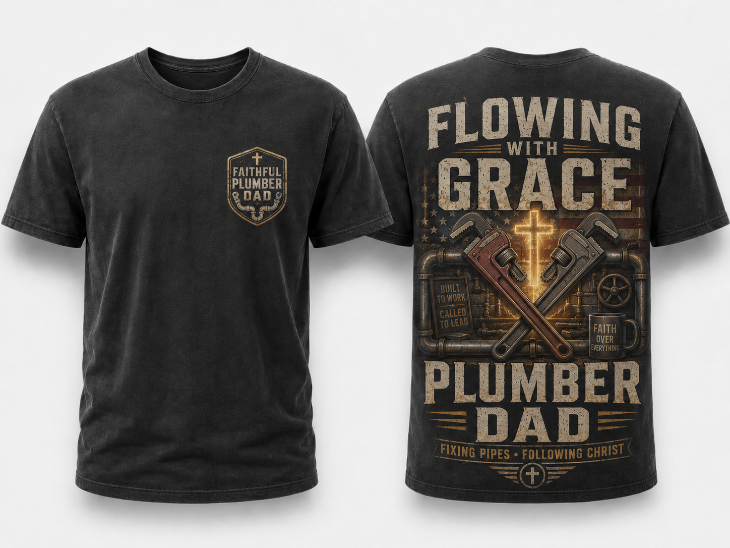 Flowing With Grace Plumber Dad T-Shirt